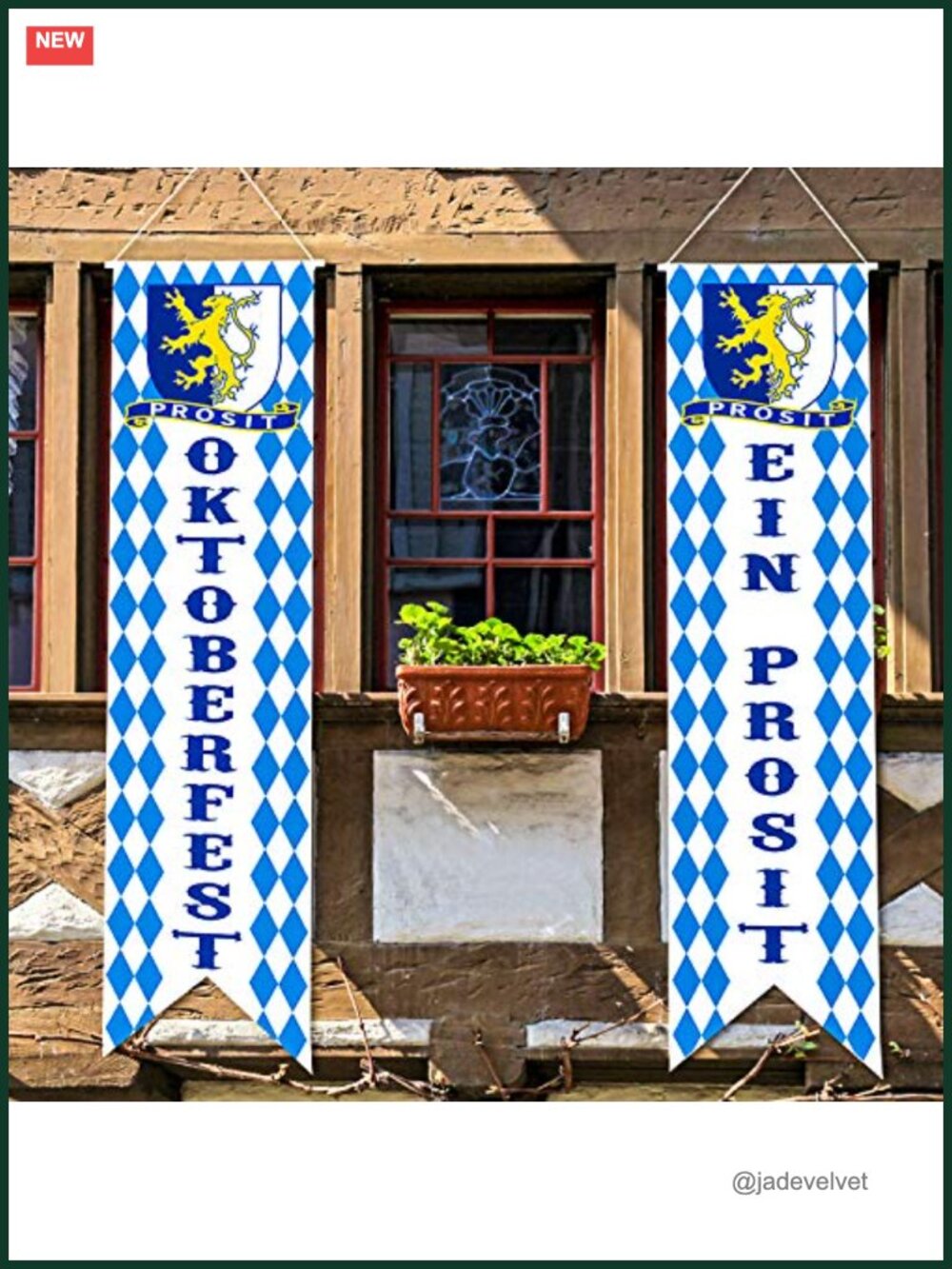 Oktoberfest Banner Set Blue White Checkered Bavarian Party Decorations German